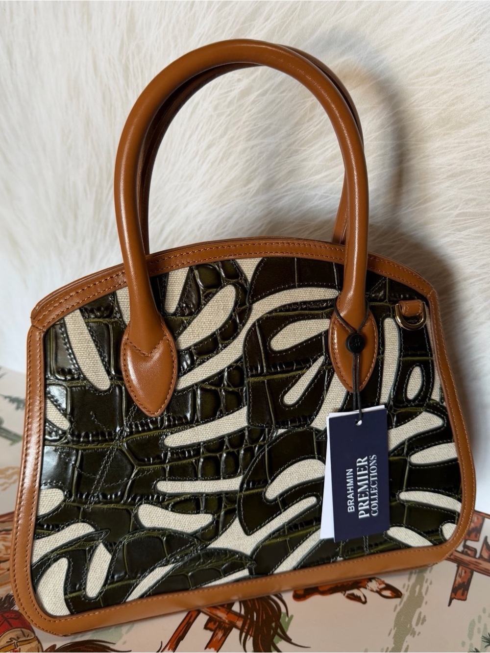 FIRM Brahmin Rosetta Cacti Green Abrigado Leather NWT $445 - Picture 10 of 16